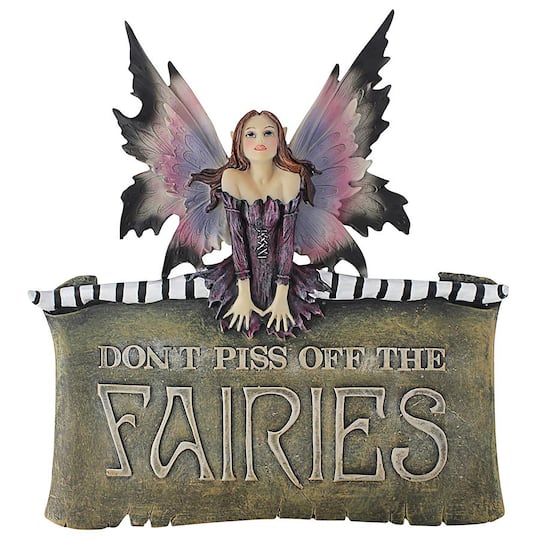 Design Toscano Hand-Painted Collectible Edgy Fairy Garden Wall Plaque